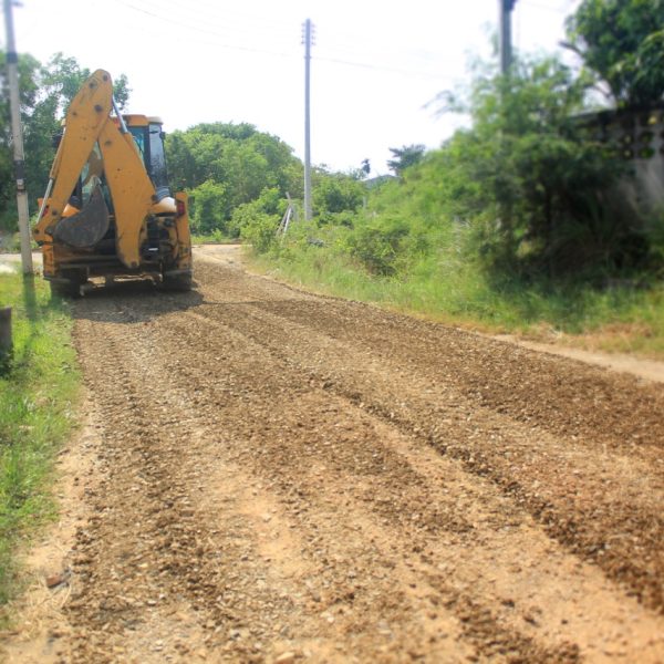 Dirt bulldozer to build roads.